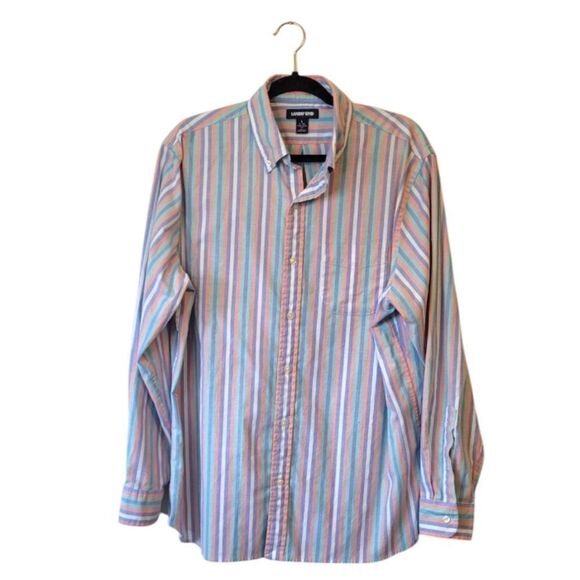 Land's End Pastel Stripe Button Down Shirt Size L - Picture 1 of 5